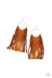 Paparazzi Macrame Rainbow Brown Orange Earring Fringe Ombre