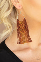 Paparazzi Macrame Rainbow Brown Orange Earring Fringe Ombre