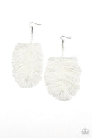 Paparazzi Hanging by a Thread Off White Ivory Earring Fringe
