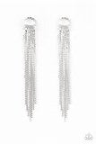Paparazzi Accessories Level Up White Gem Post Bling Tassel Chain