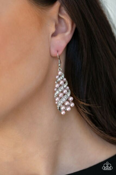 Paparazzi Ballroom Waltz Pink Earring Pearl Bling
