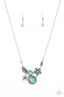 Exquisitely Eden - Blue Floral Necklace Paparrazi Accessories