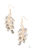 Ice Garden Gala Gold Bling Earrings Paparazzi Accessories