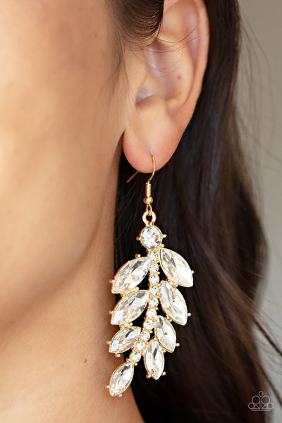 Ice Garden Gala Gold Bling Earrings Paparazzi Accessories