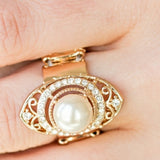 Paparazzi Accessories Pearl Posh White Gold Ring Bling Rhinestone