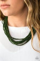 Paparazzi Accessories Wide Open Spaces Dark Green Seed Bead Necklace