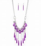 Paparazzi Accessories Roaring Riviera Purple Necklace Tassel Acrylic Silver