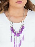 Paparazzi Accessories Roaring Riviera Purple Necklace Tassel Acrylic Silver