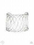 Paparazzi Dizzyingly Diva Silver WIRE OVERLAPPING HOOP CUFF Bracelet Fashion Fix July 2019