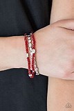 Paparazzi Accessories Hello Beautiful Red Silver Bracelet 3 piece set