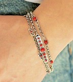 Paparazzi Accessories No Means NoMad Red Bracelet Silver Chain
