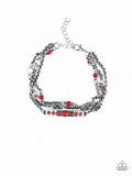 Paparazzi Accessories No Means NoMad Red Bracelet Silver Chain