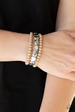 Paparazzi Accessories Fiesta Flavor Brown Bracelet 3 pc. set Silver Bead