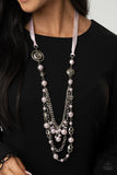 All The Trimmings - Pink Ribbon Pearl Necklace Paparrazi Accessories