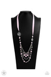 All The Trimmings - Pink Ribbon Pearl Necklace Paparrazi Accessories