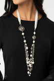All The Trimmings - Ivory Ribbon Necklace Paparrazi Accessories