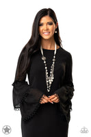 All The Trimmings - Ivory Ribbon Necklace Paparrazi Accessories