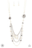 All The Trimmings - Ivory Ribbon Necklace Paparrazi Accessories