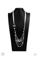 All The Trimmings - Ivory Ribbon Necklace Paparrazi Accessories