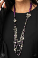All The Trimmings - Purple long ribbon necklace Paparrazi Accessories