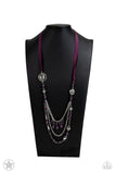 All The Trimmings - Purple long ribbon necklace Paparrazi Accessories