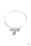 Paparazzi Accessories Treasure Charms Pink Bracelet Silver Bling Bangle