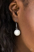 Paparazzi Accessories All the Trimmings Ivory Necklace Pearl Ribbon Long Silver