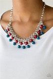 Paparazzi Accessories Friday Night Fringe Multi Necklace Blue Red