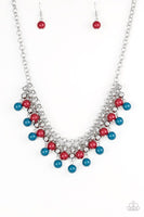 Paparazzi Accessories Friday Night Fringe Multi Necklace Blue Red