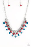 Paparazzi Accessories Friday Night Fringe Multi Necklace Blue Red
