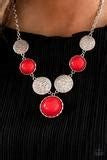 Paparazzi Bohemian Bombshell Red Necklace Silver