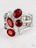 Paparazzi Accessories Metro Mingle Red Ring Bling Silver