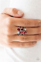 Paparazzi Accessories Metro Mingle Red Ring Bling Silver