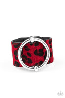 Paparazzi Asking FUR Trouble Red Urban Bracelet Animal Print Black Leather