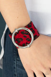 Paparazzi Asking FUR Trouble Red Urban Bracelet Animal Print Black Leather