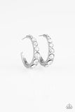 Paparazzi Welcome to Glam Town White Hoop Earring Bling Silver