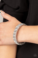 Mic Dropping Drama White Rhinestone Bracelet Paparazzi Accessories