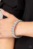 Mic Dropping Drama White Rhinestone Bracelet Paparazzi Accessories
