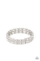 Mic Dropping Drama White Rhinestone Bracelet Paparazzi Accessories