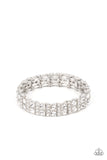 Mic Dropping Drama White Rhinestone Bracelet Paparazzi Accessories