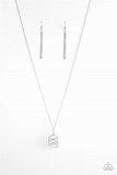 Paparazzi Accessories Pandora's Box White Necklace Silver Long Bling