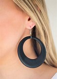 Paparazzi Accessories Modernly Malibu Barbie Black Earrings Wood