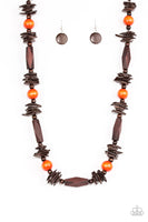 Cozumel Coast - Orange Wood necklace Paparrazi Accessories
