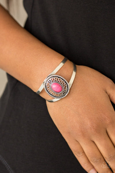 Deep In The TUMBLEWEEDS - Pink Cuff Bracelet Paparrazi Accessories