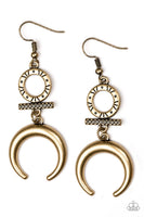 Majestically Moon Child - Brass Earrings Paparrazi Accessories