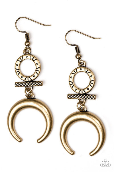 Majestically Moon Child - Brass Earrings Paparrazi Accessories