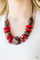 Pacific Paradise - Red Brown Wood necklace Paparrazi Accessories