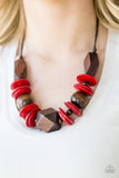Pacific Paradise - Red Brown Wood necklace Paparrazi Accessories