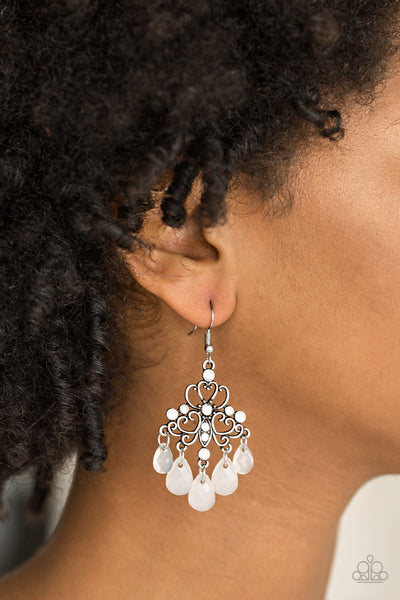 Dip It GLOW - White Earrings Paparrazi Accessories