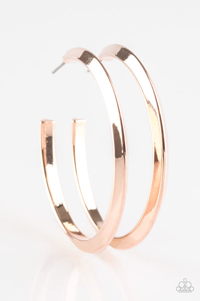 Some Like It HAUTE - Rose Gold Hoops Earrings Paparrazi Earrings